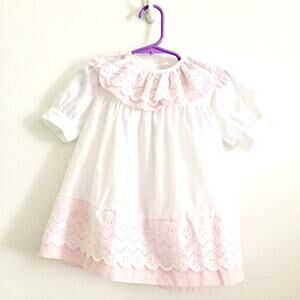 Vintage Pink White Lace Dress Size 2T